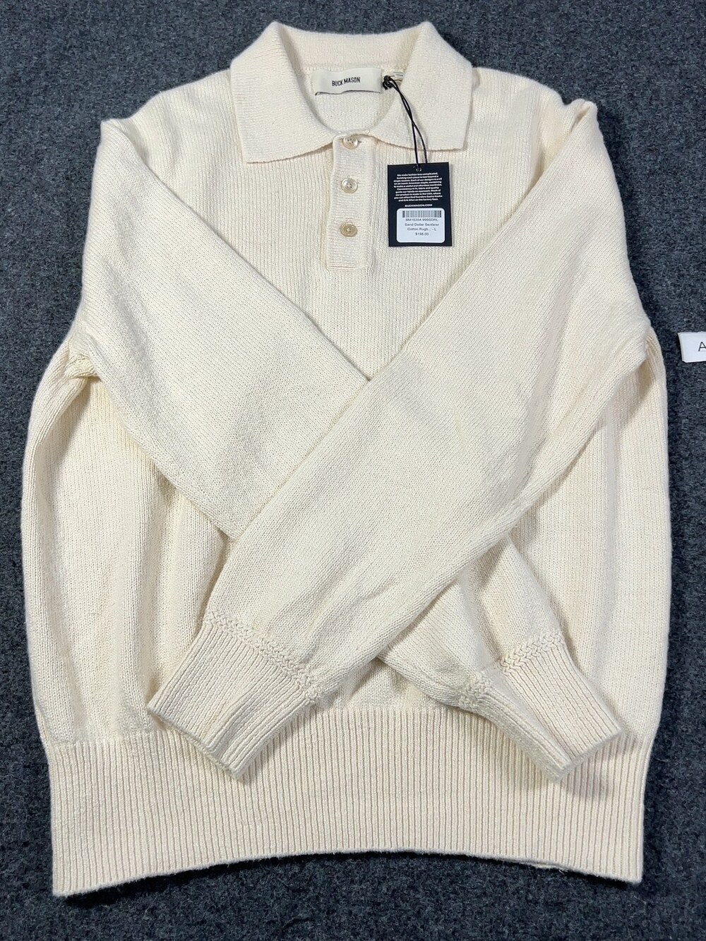 Buck Mason Seafarer Cotton Rugby Polo L/S Sweater Mens Large NWI Msrp198 [AF16]